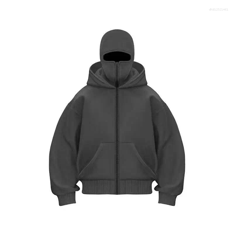 Men's Hoodies Winter Hoodie With Balaclava Face Mask Zipper Design Sports Jacket For Outdoor Activities Hiking Travel Running Sweatshirt
