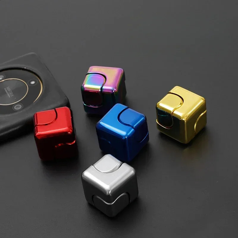 Metal Cube Rotating Fingertip Gyroscope Fidget Anti Stress Toys Adult Office Home Travel Portable Spinner Toys Christmas Gifts 250903