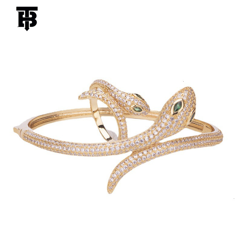 TB BHULAMTE Designer Women's Bracelet, Copper Gold-plated And Diamond-encrusted Snake-head Bracelet Women's Outdoor Fashionable And Personal