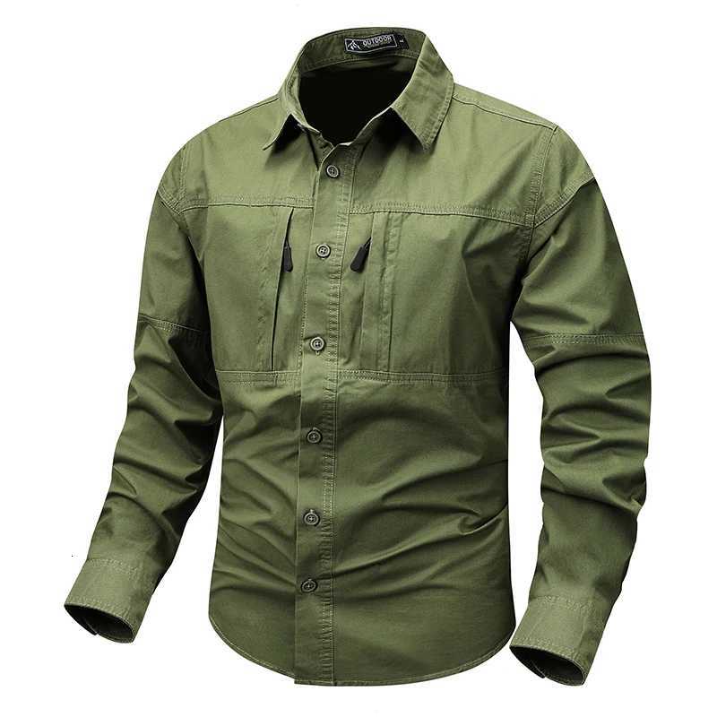 Size 5XL Spring Cotton Cargo Shirt for Men Long Sleeve MultiPocket Shirts Outdoor Casual Colthing High Quality Militar Overshir X250903