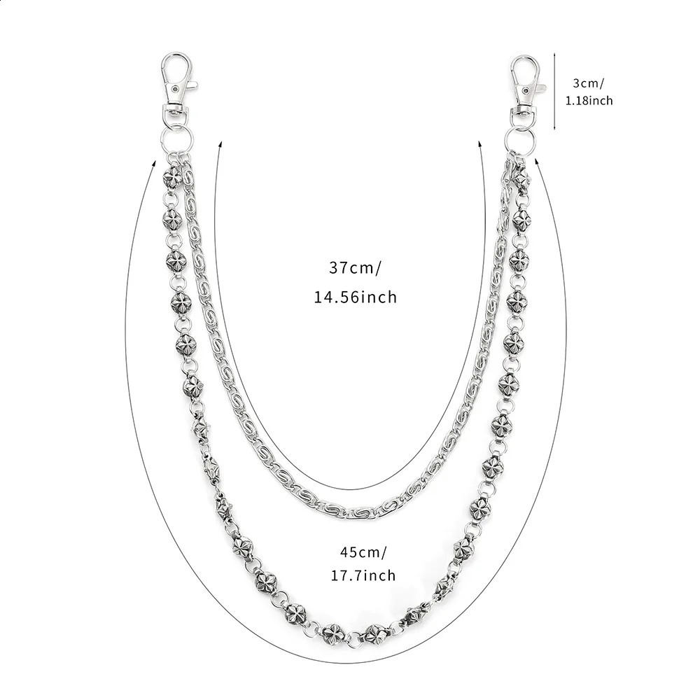 A Harajuku Style Street HipHop Y2k Jeans Chain Belts Personalized Punk Style DoubleLayer Waist Chain for Men Women Accessories 250903