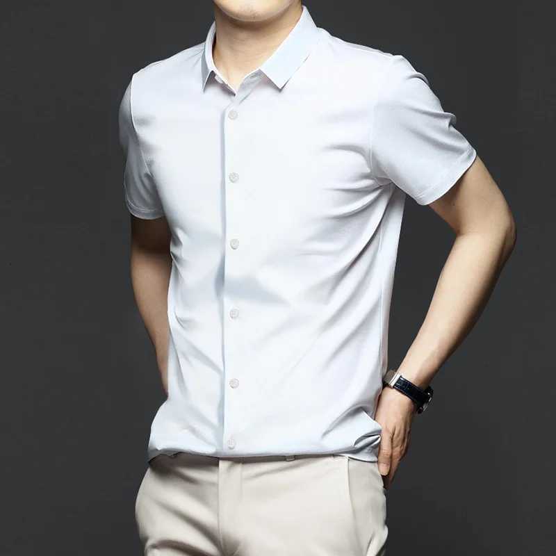 New AntiWrinkle Men Shirts Short Sleeves Dress Shirts For Men Slim Fit Camisa Social Business Blouse White Office Shirt S4XL X250903