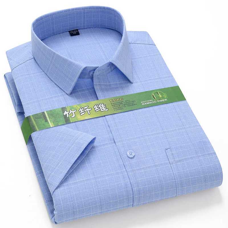 New in shirt hightqulity Bamboo fiber summer short sleeve shirts for man slim fit foraml plain shirt soft elegant office clothes X250903