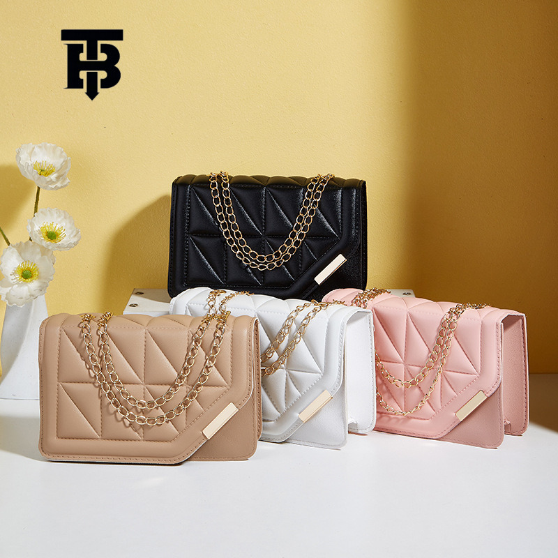 TB BHULAMTE Designer Triangular Quilted Embroidered Small Square Bag 2025 New Fashion Solid Color Sequined Decorated Magnetic Clasp Chain Crossbody Ba