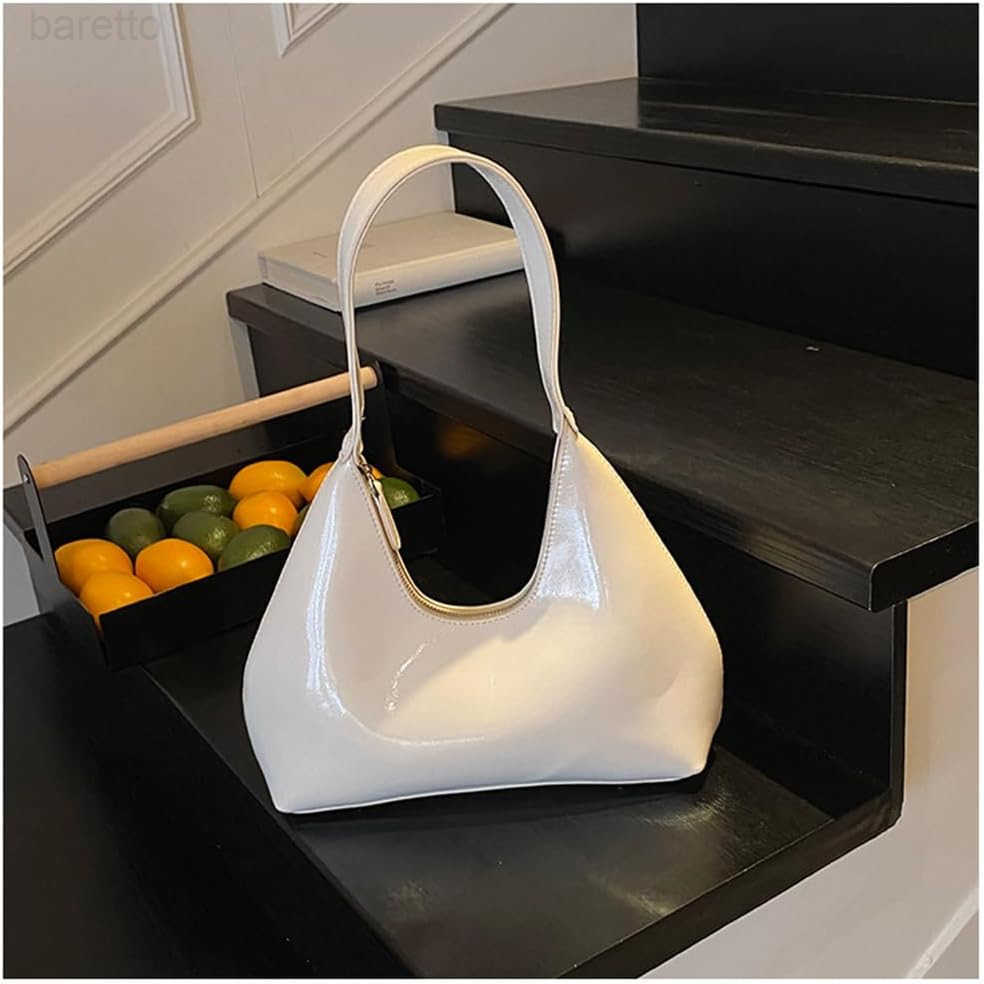 Leather Hobo Shiny Handbags Cute Evening Clutch Armpit Shoulder Bag Crescent Purse M250903