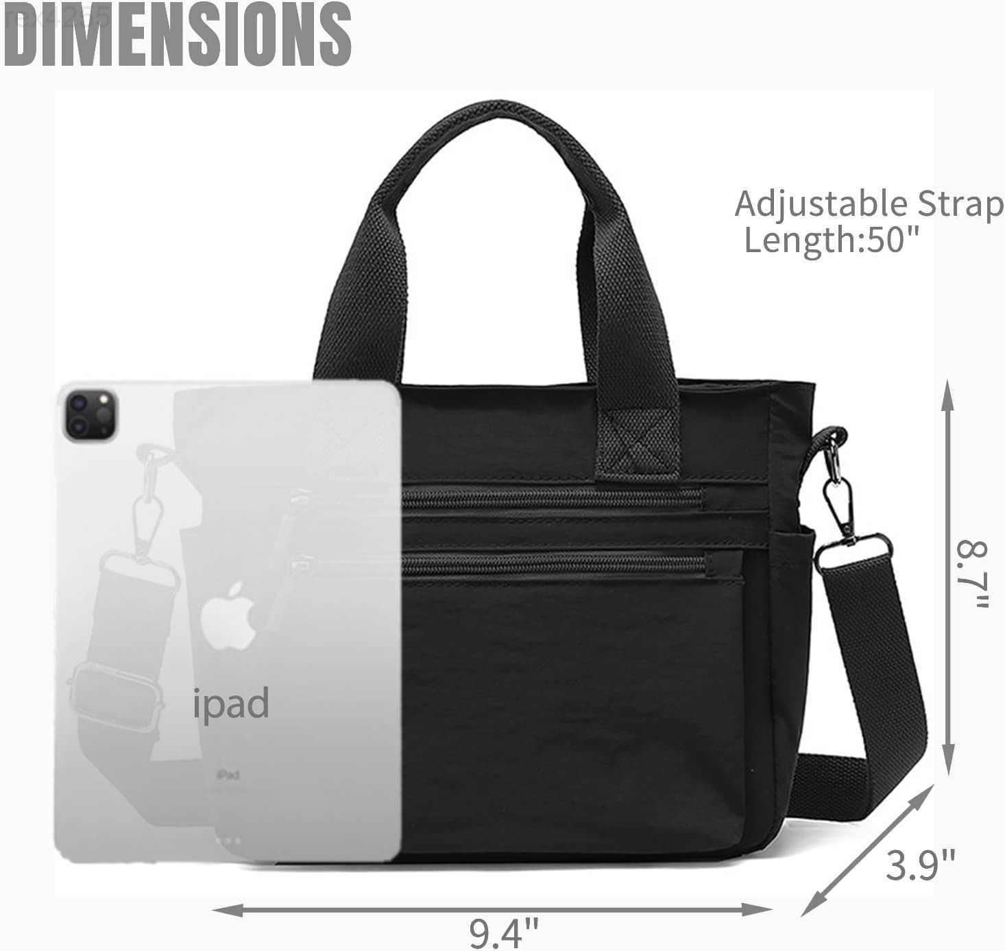 Small Nylon Tote Bag for Women Lightweight Crossbody Tote Handbag with Long Strap for Daily Work College TravelW250903
