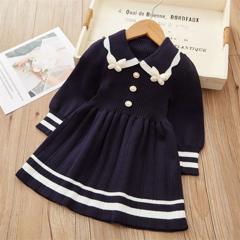 Toddler Girl Winter Dress Fashion Butterfly Knitted Dress for Children Clothing Year Gift Kids Wear250902