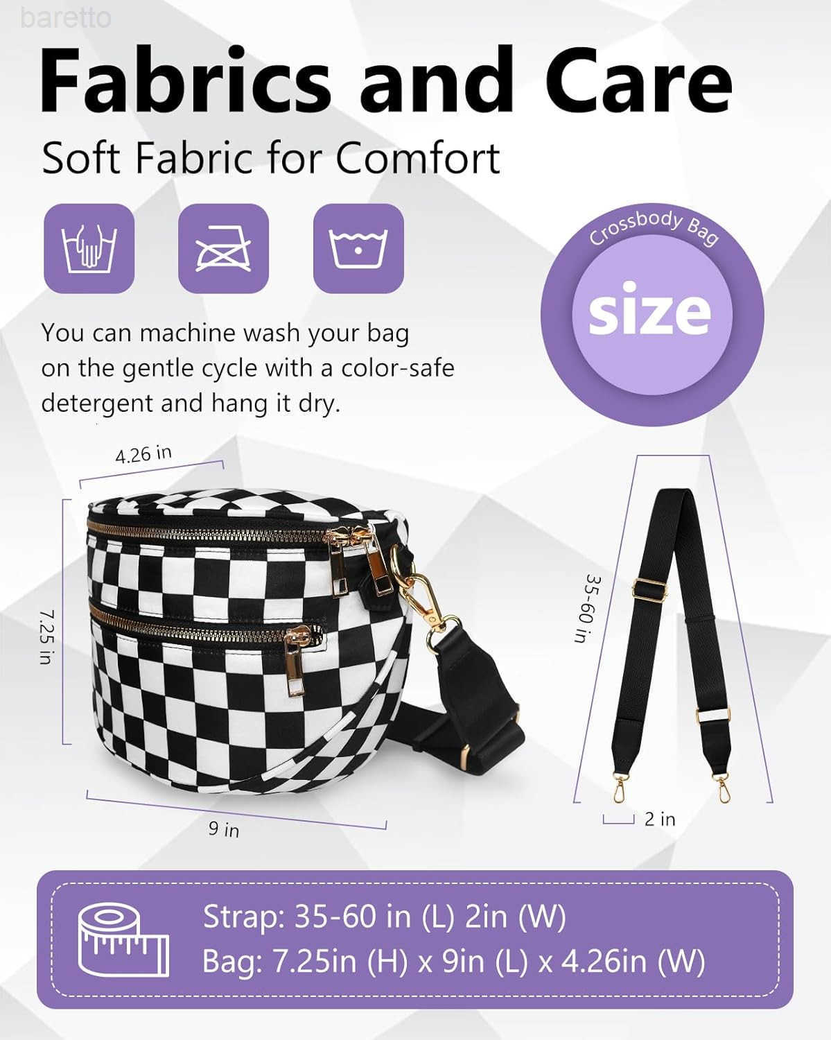 Womens Crossbody Bum Bag Trendy Crescent Plaid Waist Bag with Large Pockets and Strap Sling Pack for Casual Travel Outdoor One Fize fits All Pink and 