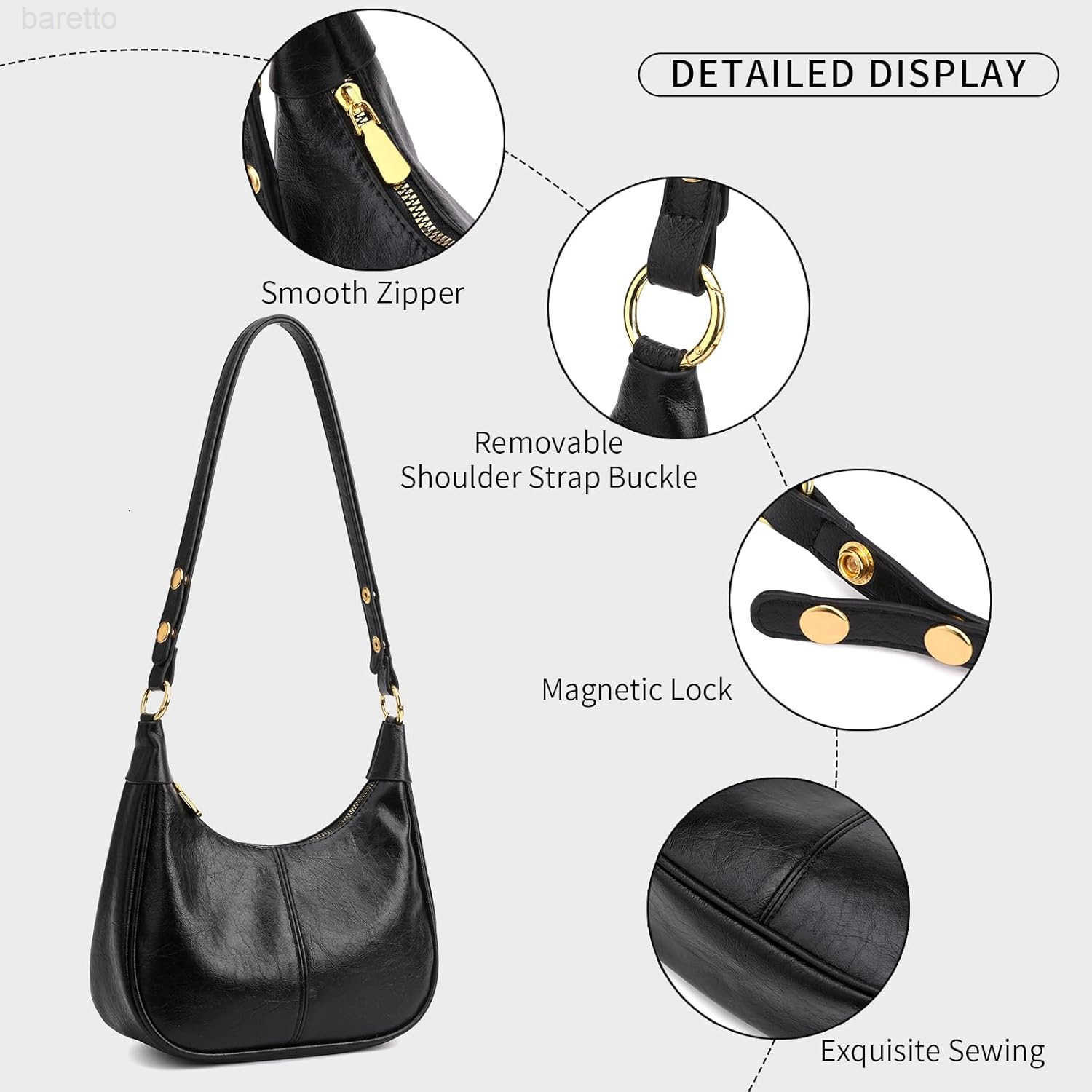 Small Hobo Bag Retro Crescent Shoulder Purse Women Soft Crossbody Handbag M250903