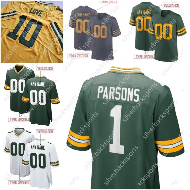 1 Parsons Jerseys 0 Golden Josh Love 2025 Green/Navy/White Football Jersey 8 Jacobs 85 Tucker Kraft 29 Xavier McKinney 11 Jayden Reed Charles Woodson 