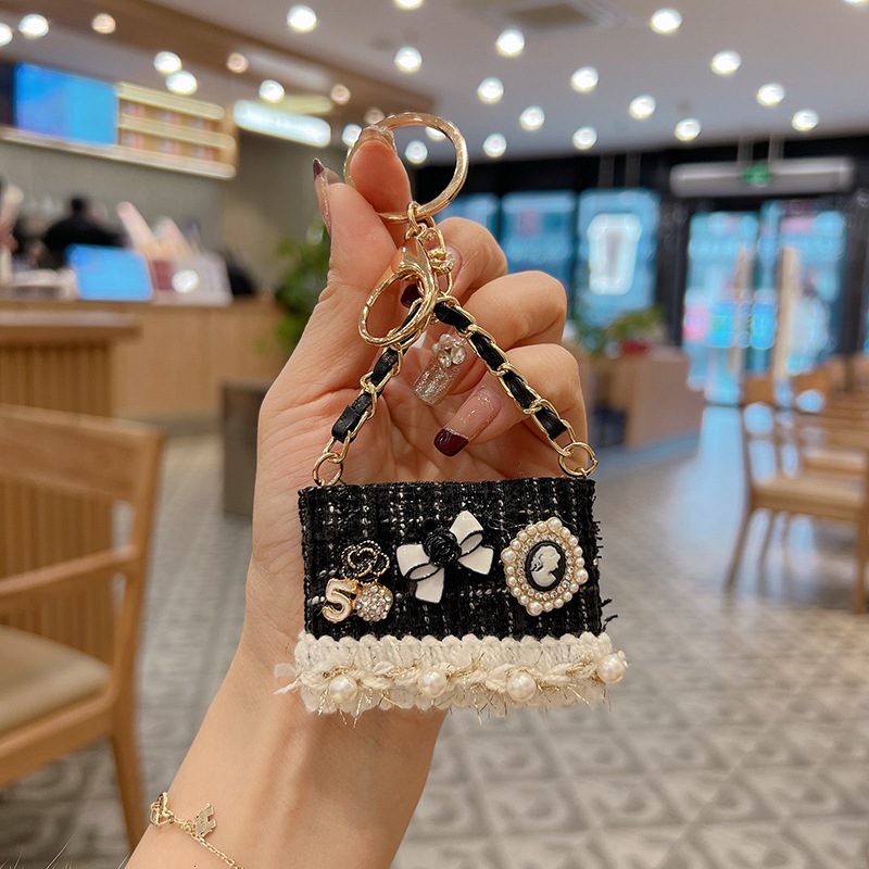 creative small fragrance camellia model new fashion pearl decoration pendant for women mini bag keychain Z260130