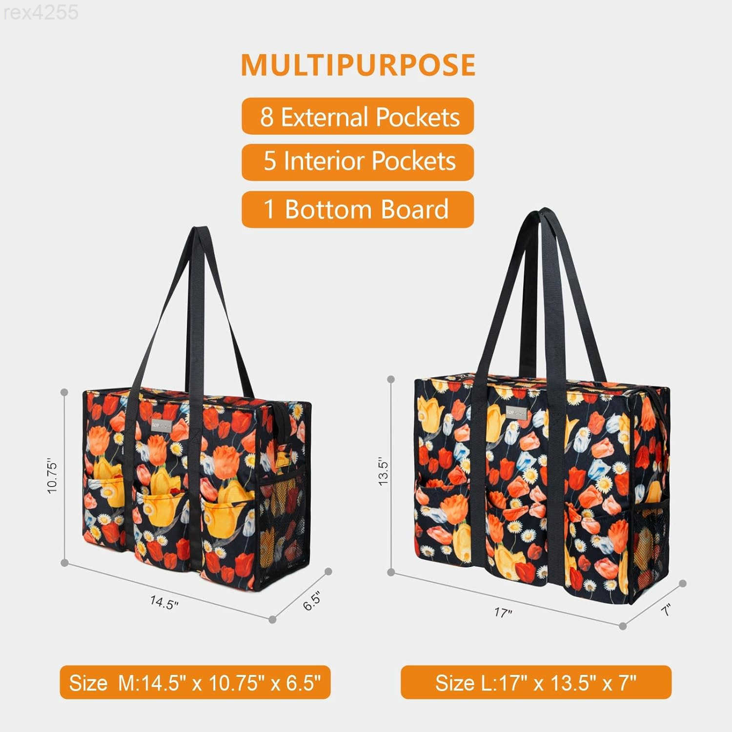 Water Resistant Tote Bag with 13 Pockets Top Zipper Closure Thick Bottom Support for Working WomenW250903