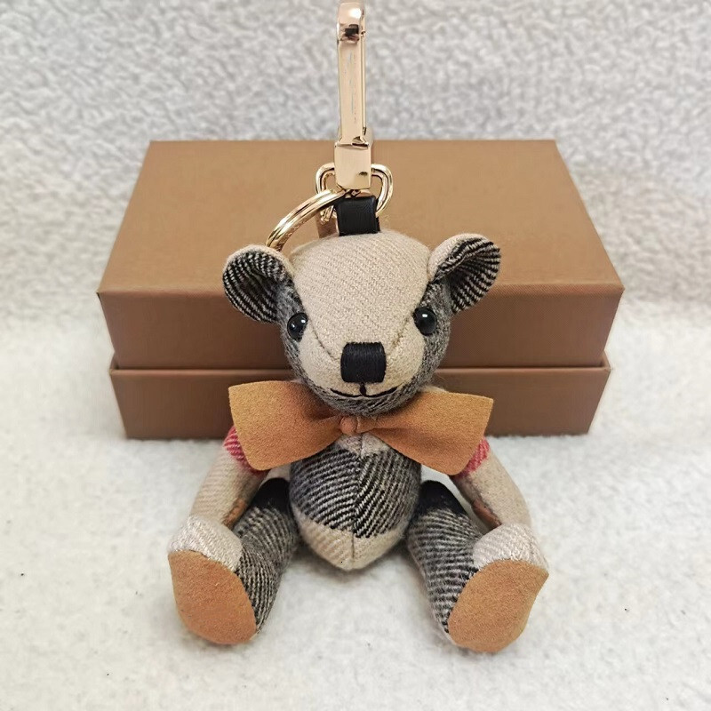 New Cashmere Plaid Handmade Teddy Basic Windbreaker Bear Car Hanging Decoration Keychain Bag Pendant d32