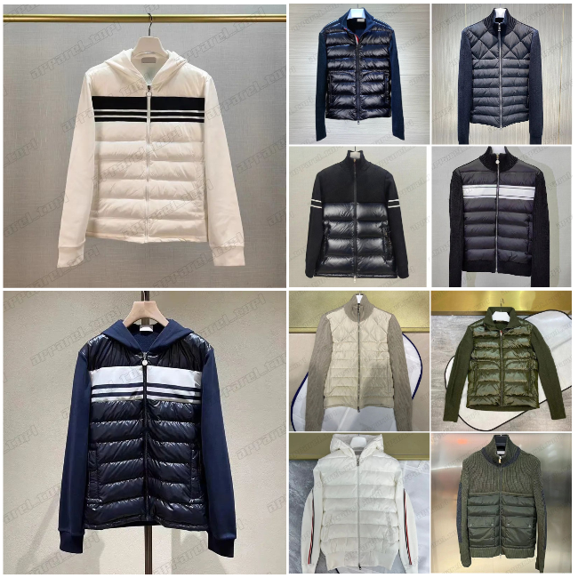 free shipping Designer Down Parkas Men Embroidered Badge Stand Collar Knitted Splice Sweater Lightweight Down Jacket Sweater Casual Jacket Fluffy Coat Sweater eba