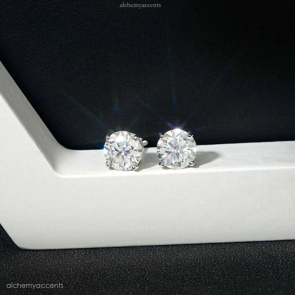 FEOBUR 1-4ct Moissanite Screw Back for Women Sterling Sier Sparkling Dia Stud Earrings Men Trendy Jewelry