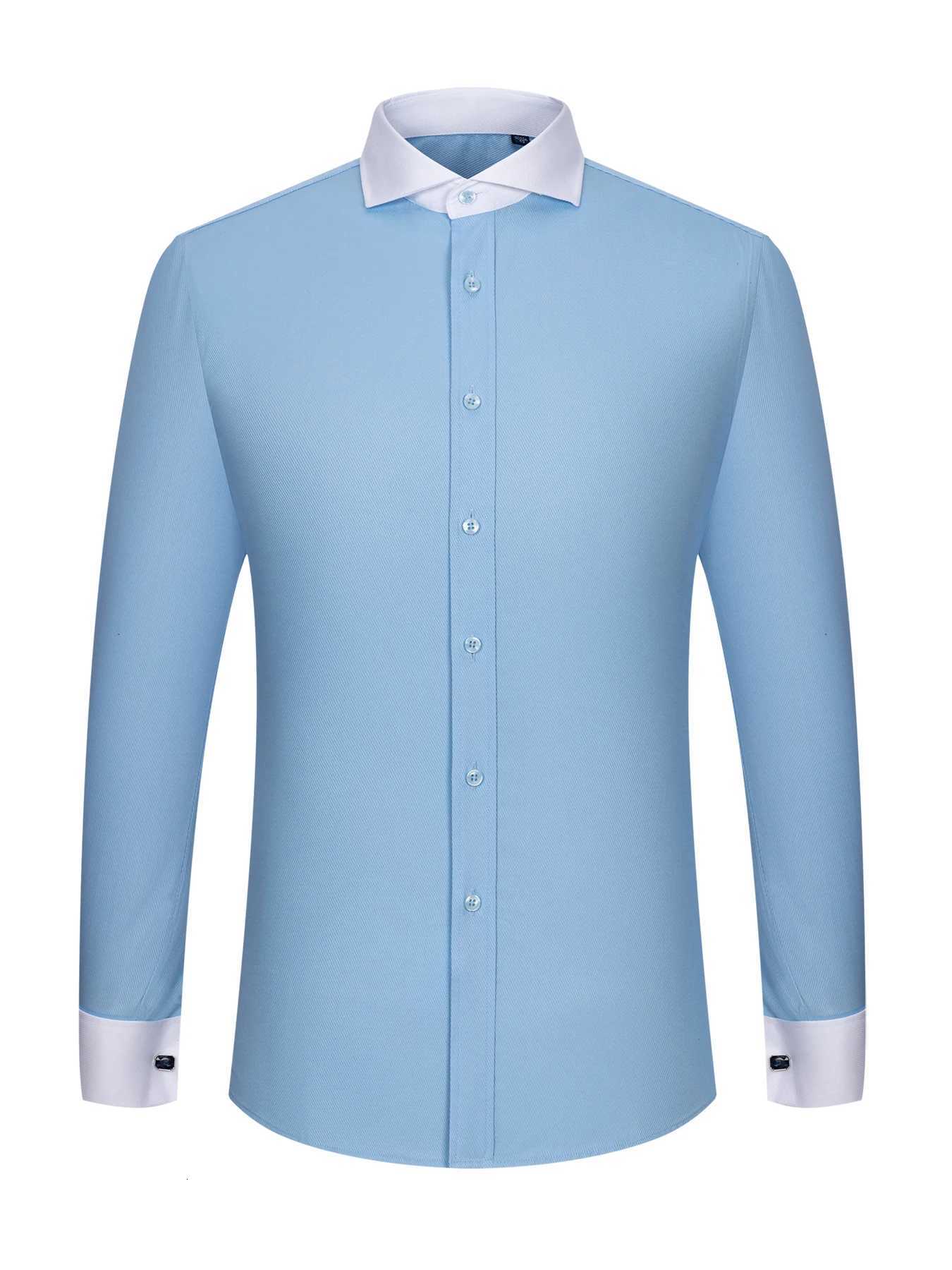 Mens LongSleeved Shirt Mens HighGrade Niche Chic Double Folded Sleeve Windsor Collar Retro Business Dress French Cuffli X250903