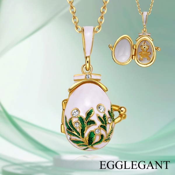 Necklace & apendant Cute teddy bear enamel pendant with leaf pattern EL22-5