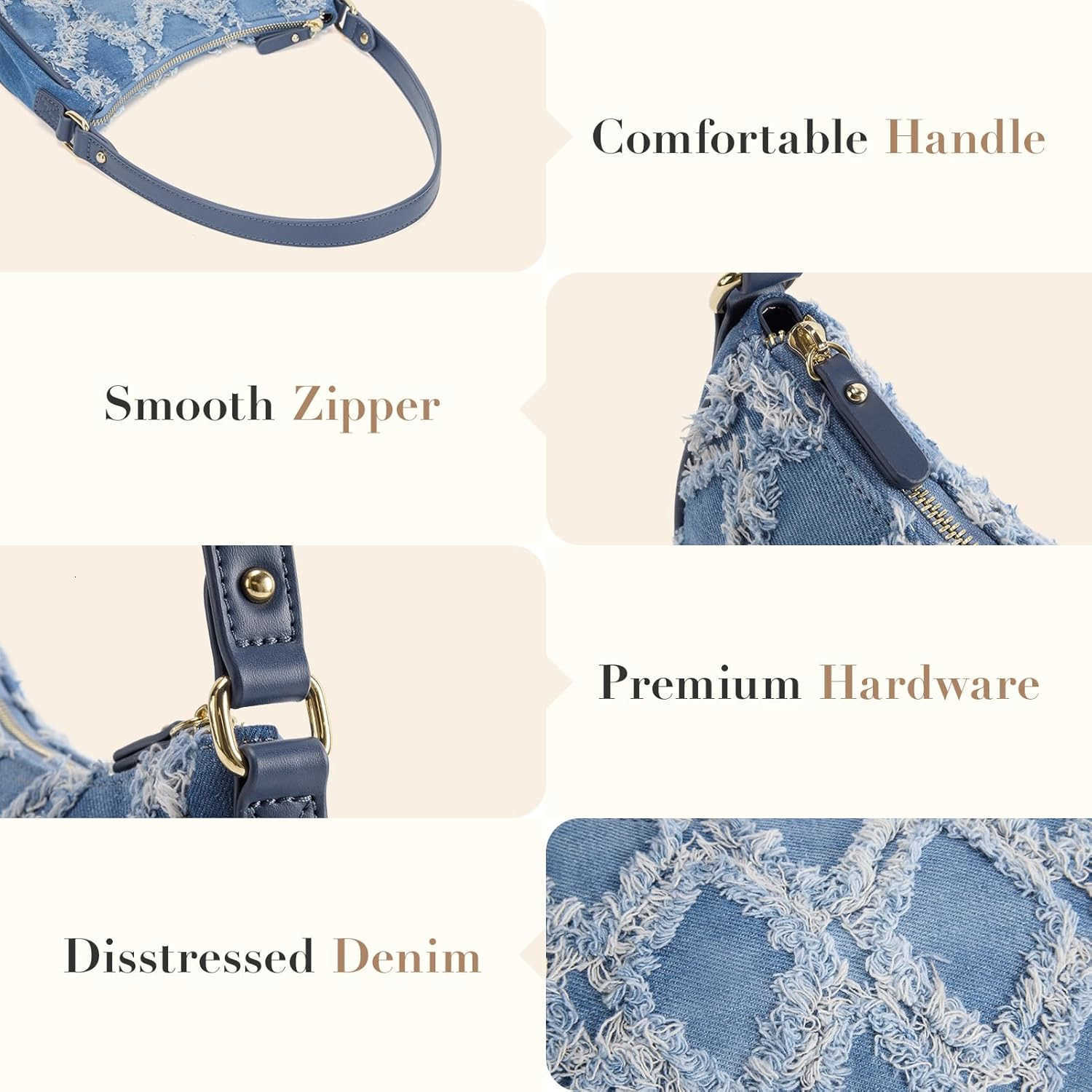 Shoulder Bag for Women Small Purse Trendy Clutch Hobo Bag Vegan Leather Mini Handbag with Zipper Closure M250903