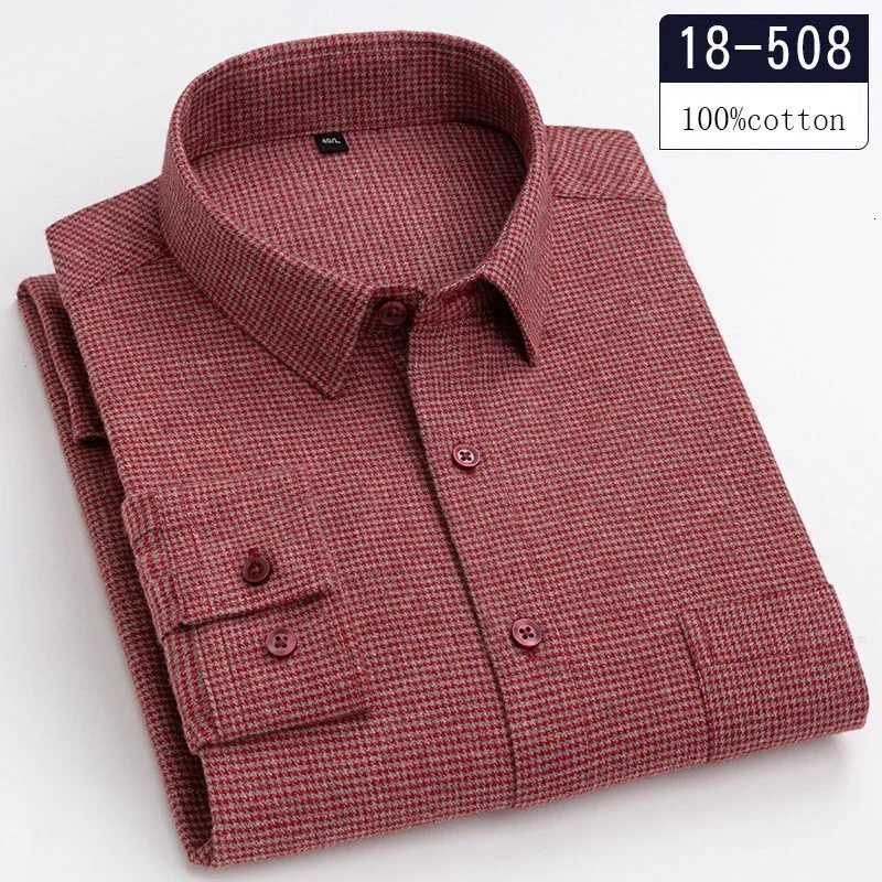 Luxury highquality100cotton houndstooth full shirts for men slim fit Casual shirt longsleeve plaid soft designer clothes ropa X250903