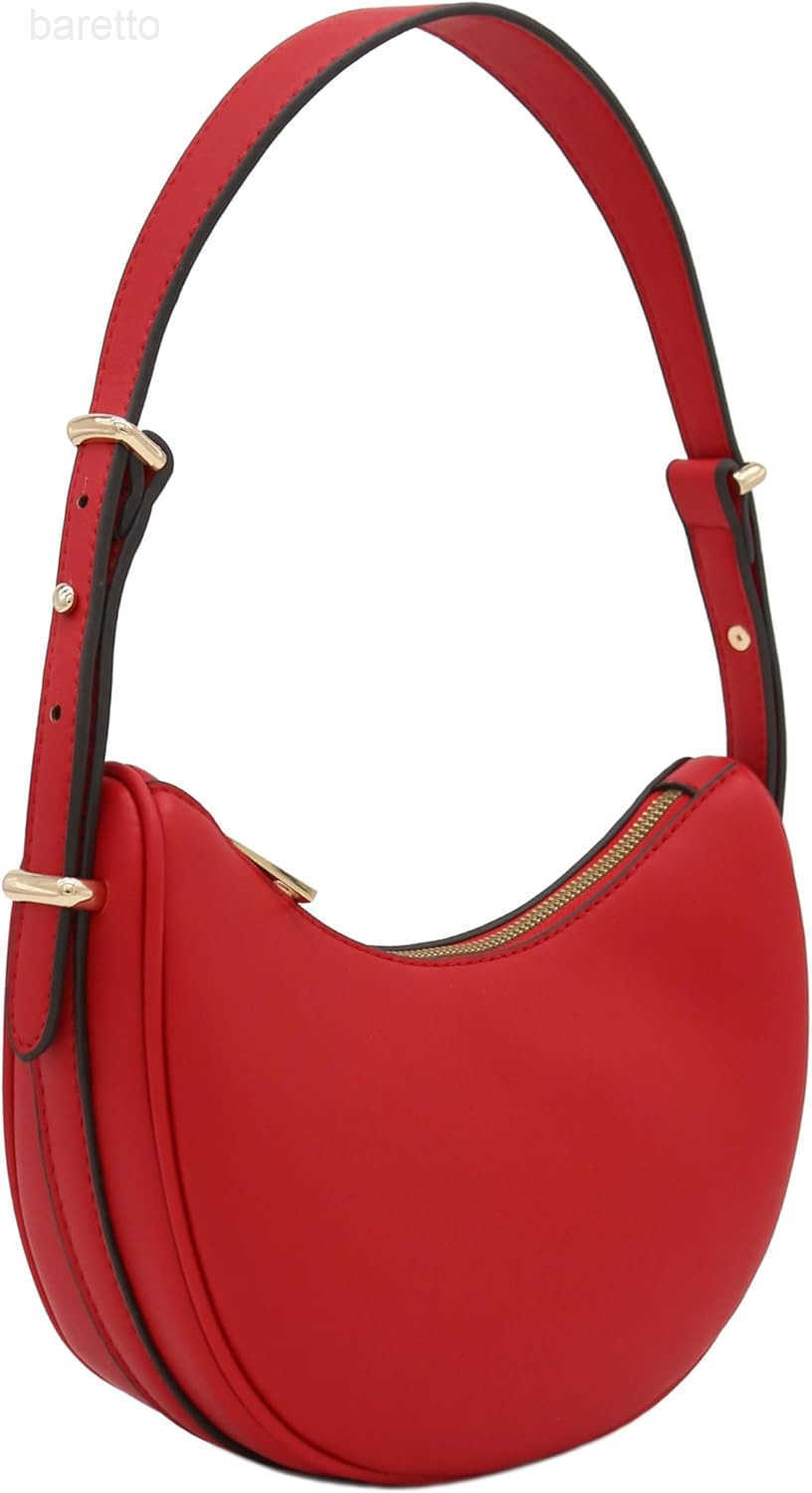 Small Crescent Smooth Faux Leather Underarm Shoulder Bag M250904
