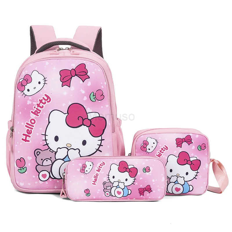 Sanrio Cute Hello Kitty Melody Backpack Set for Girls 3 Piece Pupil School Bag Pencil Case for Kindergarten Kids 6 Years Cartoon L250930