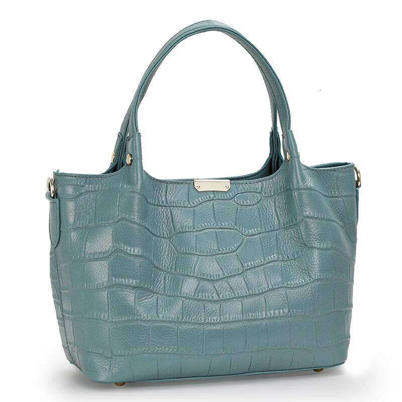 Made Of High-Quality Cowhide, Aidrani's New Women's Handbag Features Crocodile Pattern, Comes In Solid Color, And Has A Larg