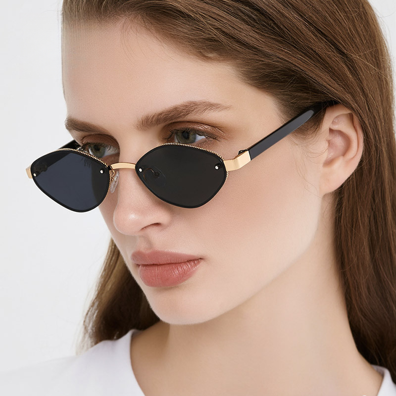 luxury Sunglasses Designer women sun glasses Diamond shaped Polygonal Small Frame men 2025 New Metal Runway Simple Ins two Style eyeglasses
