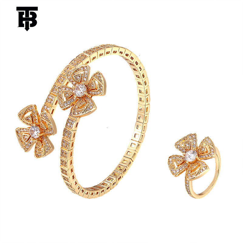 TB BHULAMTE Designer Lady Eternal Petal Bracelet Zircon Fashionable Modern Women's Jewelry Spring Snake Bone Hollow Double Flower Accessory