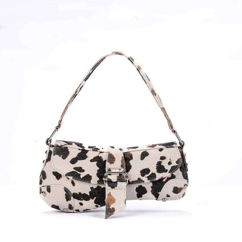 2025Fashion French Ladies Asymmetric Canvas Underarm Women Vintage Pu Leather Shoulder Bag Multifunctional