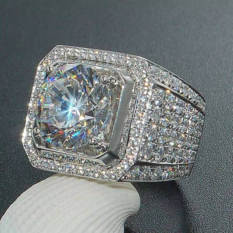 DAIHE Luxury Glaring Square Full Diamond MenS Diamante Ring Popular Jewelry Ring