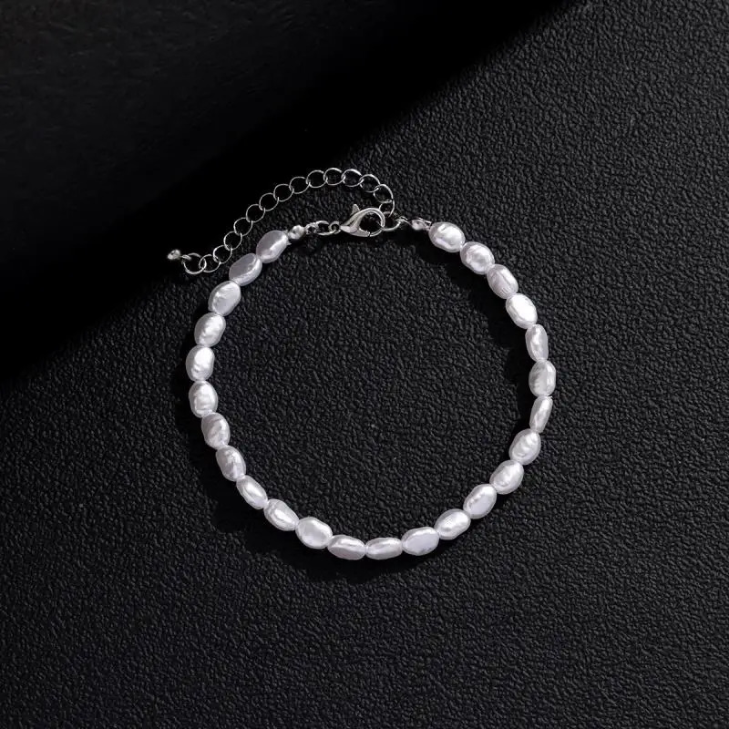 Fashion Oval Pearl Chain Bracelet Necklace Men Women Handmade Classic Chain Beads Bracelet for Men Jewelry Set 250902
