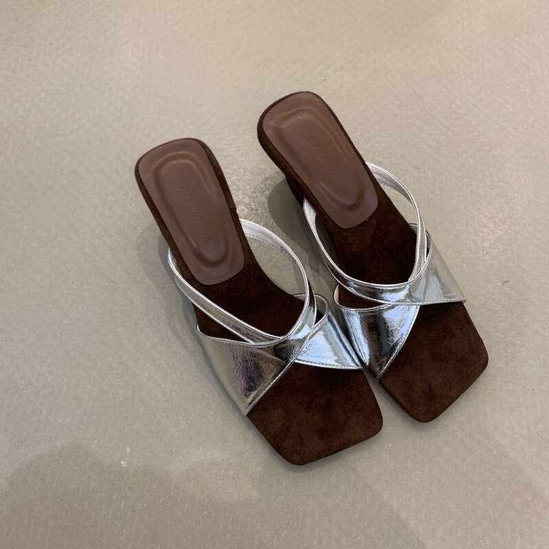 Summer 2025 French Style Leopard Print Cross Wedge High Heel One-Strap Sandals for Women Designer Shoe with Unique Design