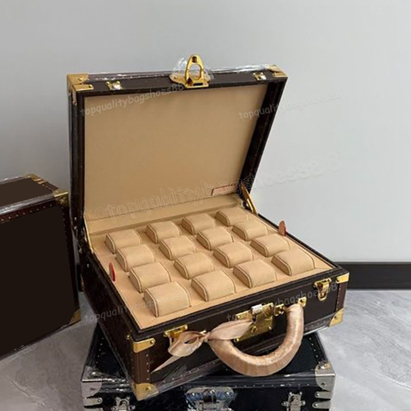 Designer jewelry box woman cosmetic bags man classic trunk 16 watch box handbags leather watch box organizer jewelry storage boxes