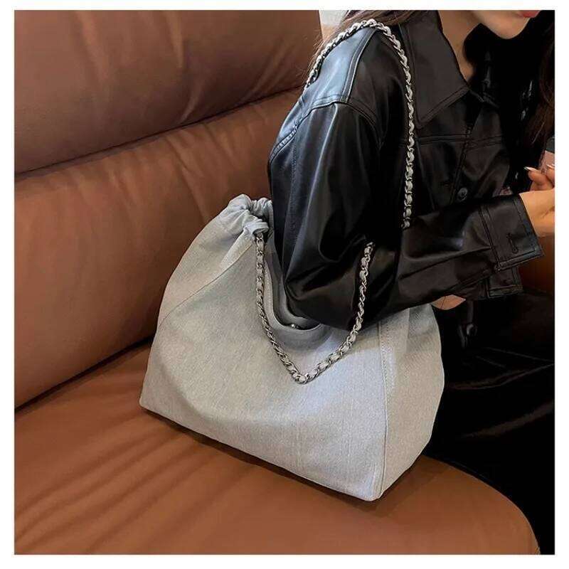 Denim Female Large-Capacity 2025 New Spring And Summer Hundreds Of Hobo Chain Shoulder Bag Senior Sense Tote Bags