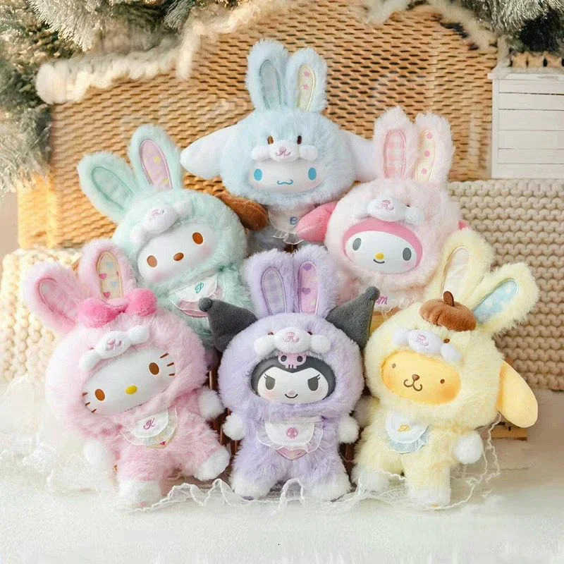 Sanrio Genuine Elf Rabbit Series Blind Box Kuromi Hello Kitty 3 Generations Vinyl Doll Childrens Toys Christmas Gifts H251129
