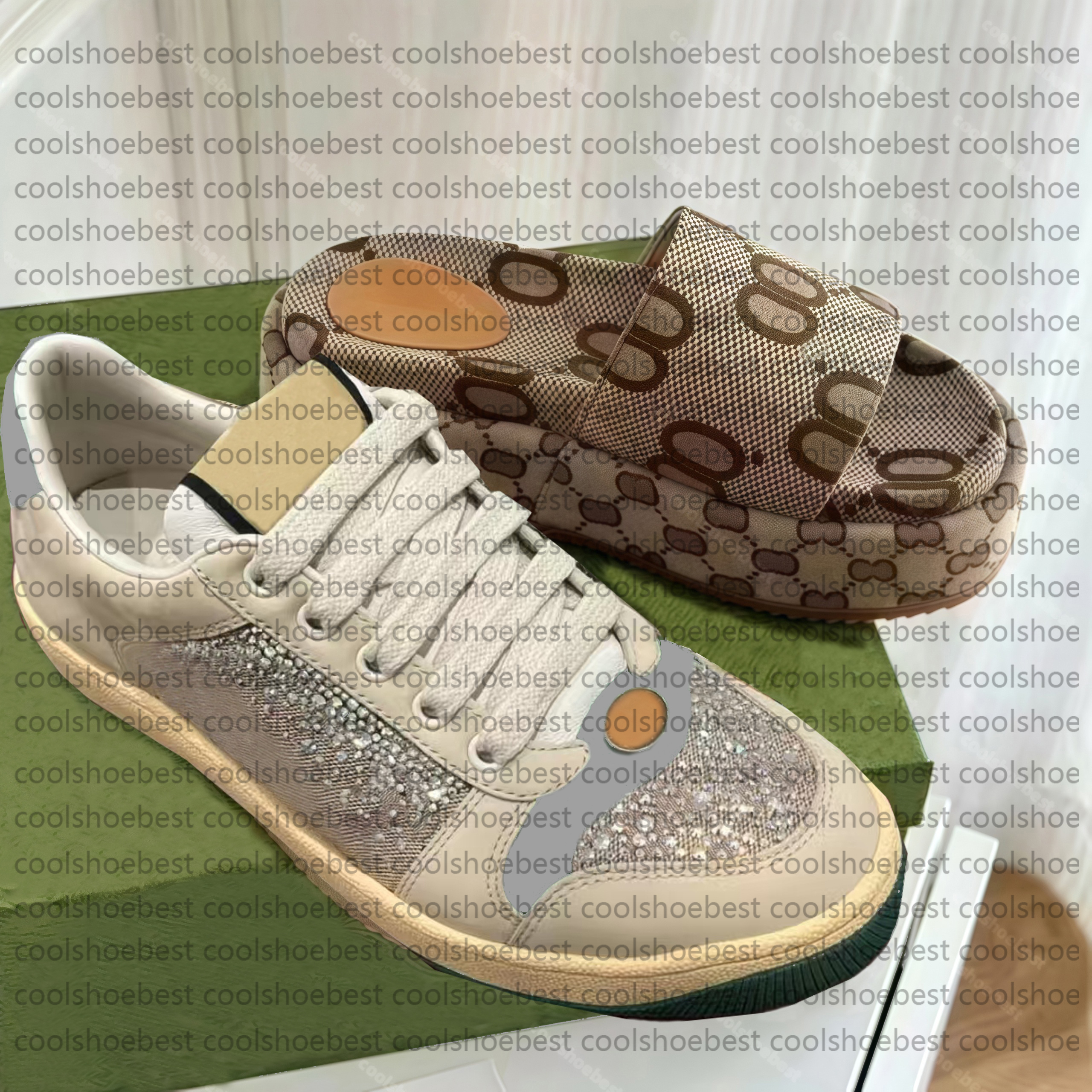 Designer Shoes Platform Sandals Canvas Sneakers Classic Crystal Embroidery Shoe Sneaker Flat Thick Bottom Women Men Leather Tennis Shoes Couple Runner Trainers