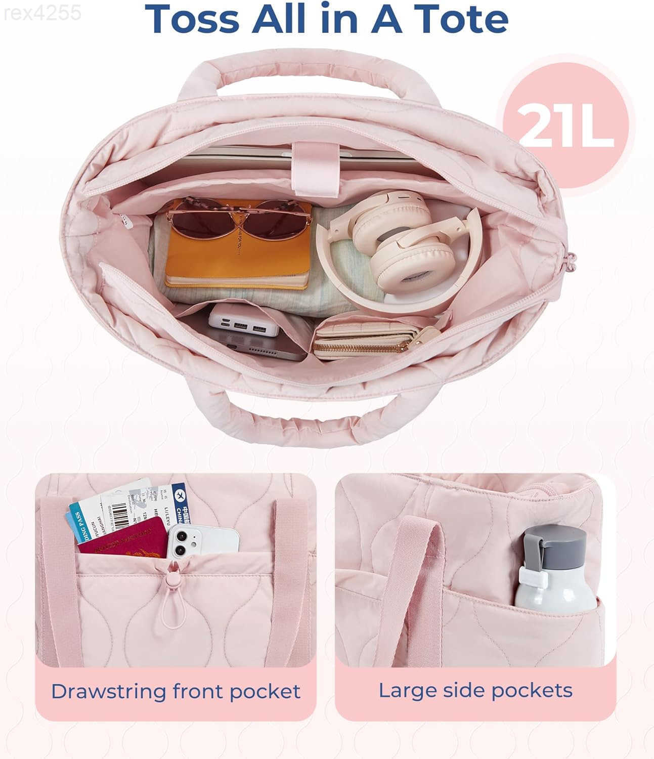 Tote Bag for Women Quilted Travel Top Handle Lightweight Shoulder Handbags with ZipperW250903