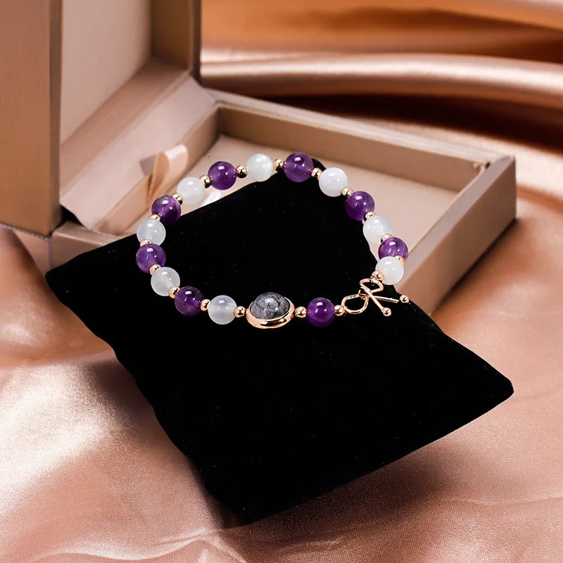 Exquisite Beaded Bracelet Fashion Womens Purple White Stone Healthy Yoga Jewelry Meditation Jewelry Accessory 250902