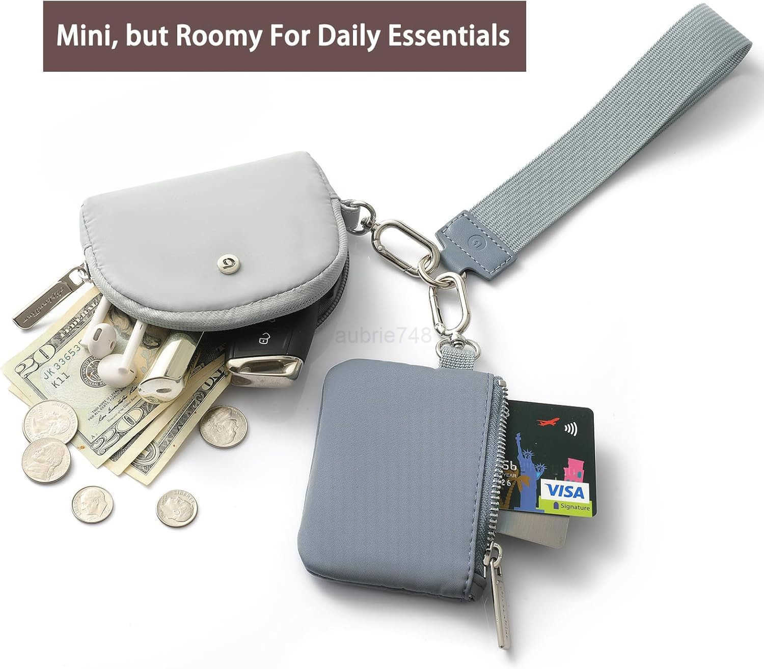 Pouch Wristlet Keychain Wallet RFID Blocking Mini Zip Around Wristlet Wallets with Detachable Strap Mini Coin Purse For Women With Premium Zippers Met