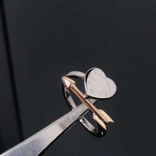 2025 T-Jia High-Quality Cupid's Arrow Ring, Heart Design, Versatile Fashion Ring, Sizes 6-8 (Platinum/Rose Gold/Gold), TJ7