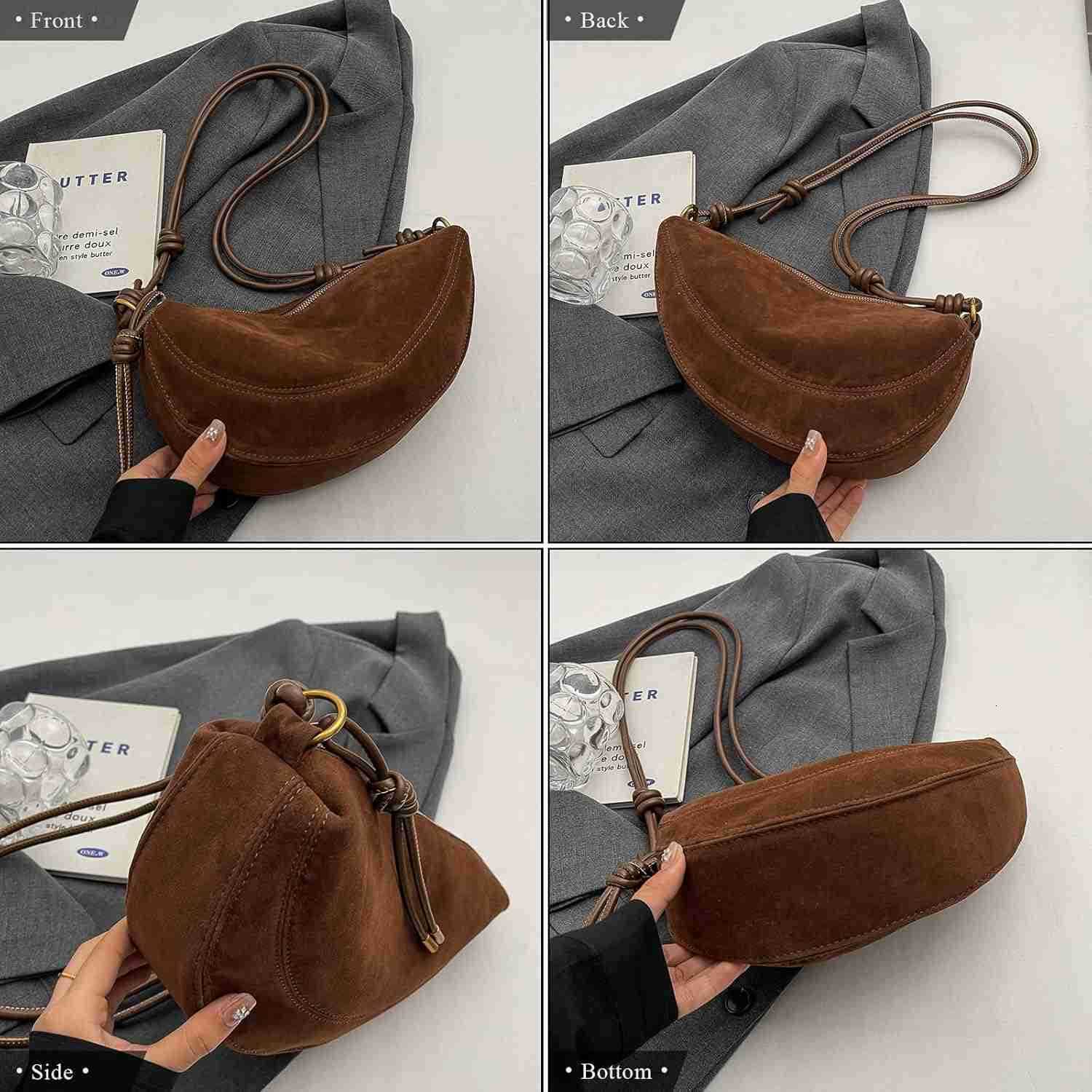 Bags for Women Suede Purses Crescent Bag Crossbody Shoulder Bag Trendy Tote Handbags M250903