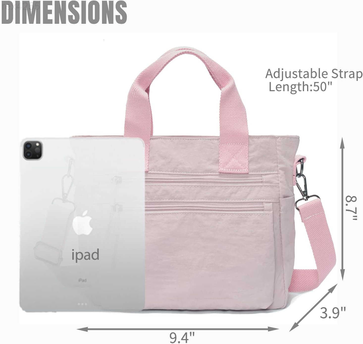 Small Nylon Tote Bag for Women Lightweight Crossbody Tote Handbag with Long Strap for Daily Work College TravelW250903