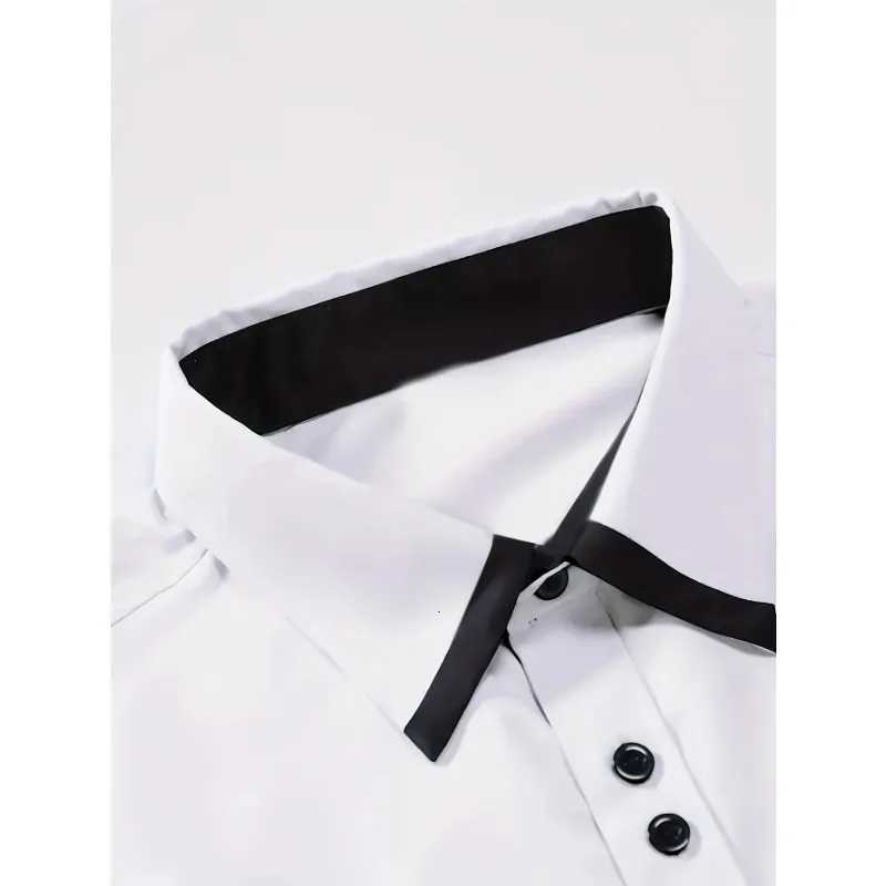 Men White Shirt Brand New Mens Fashion Patchwork Long Sleeve Elastic Shirt Four Season Male Tuxedo Shirts X250903
