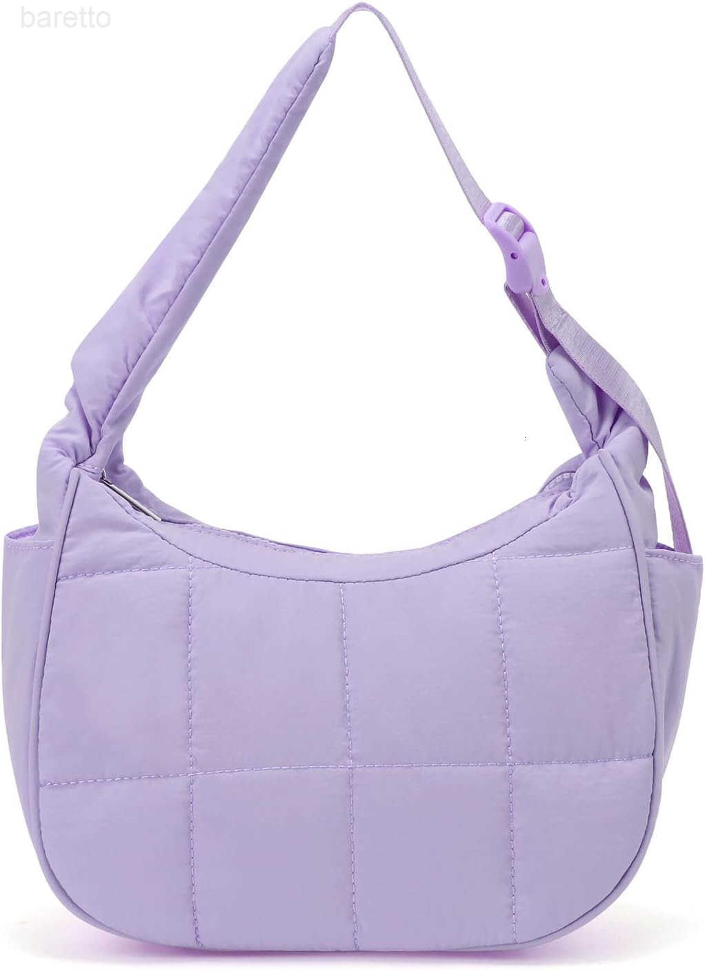 Small Puffer Crescent Underarm Shoulder Bag for Women Nylon Quilted Purses Handbags with Adjustable Strap M250903