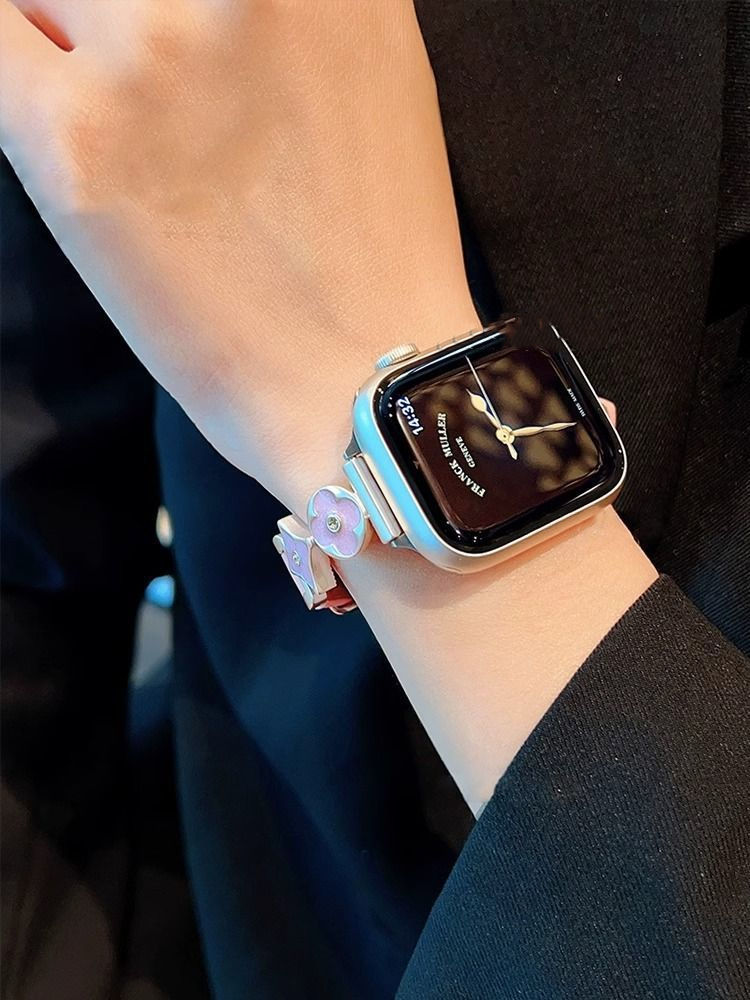2025 Four Leaf Flower Leather Metal Premium Suitable for Apple Watch Strap Breathability 38mm 40mm 41mm 42mm 44mm 45mm iWatc Series Luxury Designer