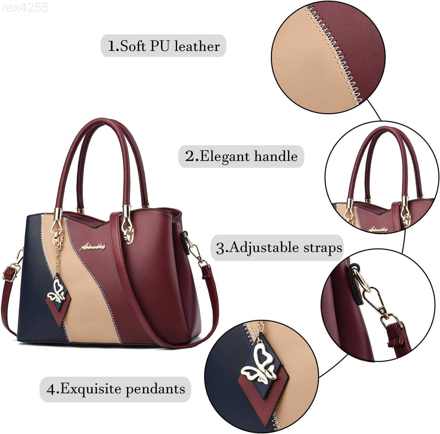 Purses and Handbags for Women Tote PU Leather Ladies Satchel Top Handle Crossbody Shoulder BagW250903