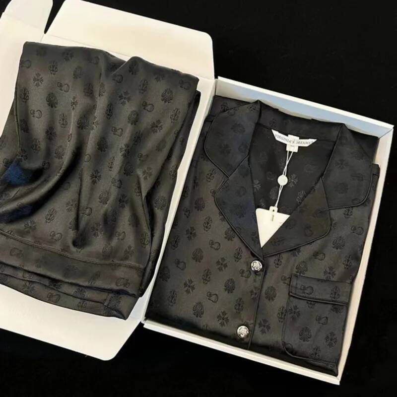 2025 New Large Pamas Women's Letter Printed Women's Home Clothes 2-piece Set Open Collar Woolen Sweater Long Sleeve Wearable Designer Women&