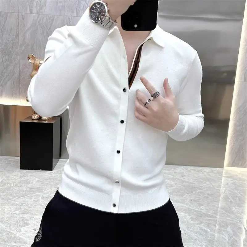 Spring Fashion New Luxury Men Shirts England Style Long Sleeve Slim Casual Business Contrast Color Inglebreasted Allmatch Tops X250903