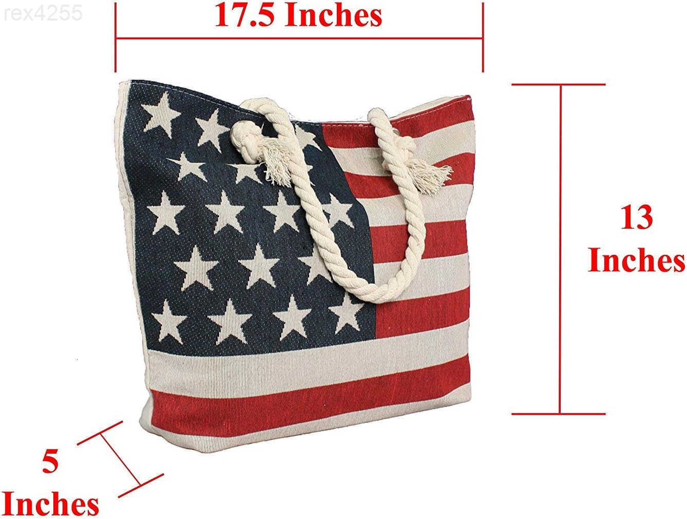 Flag Embroidered Tote Bag Stars and Stripes Beach Bag Rope Handles Shoulder Bag Women PurseW250903