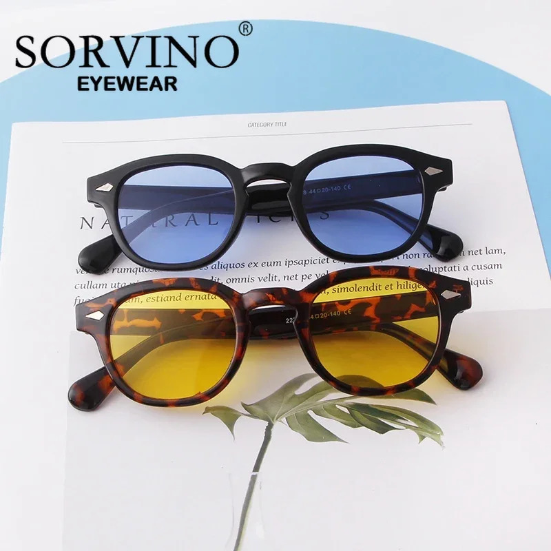 SORVINO Round Retro Rivet Tortoiseshell Sunglasses Women Men Vintage Leopard Blue Len Square Sun Glasses UV400 250902